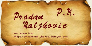 Prodan Maljković vizit kartica